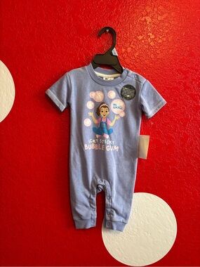 Rachel Light Blue Icky Sticky Bubble Gum Baby One-Piece